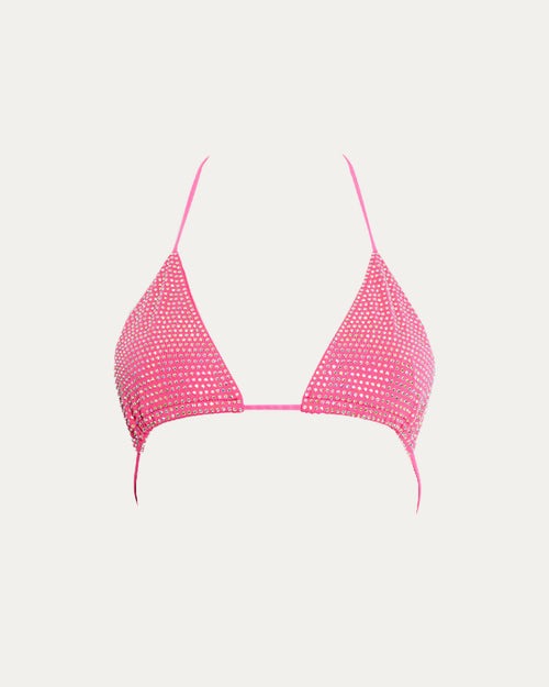 Cerise Rhinestone Bikini Top