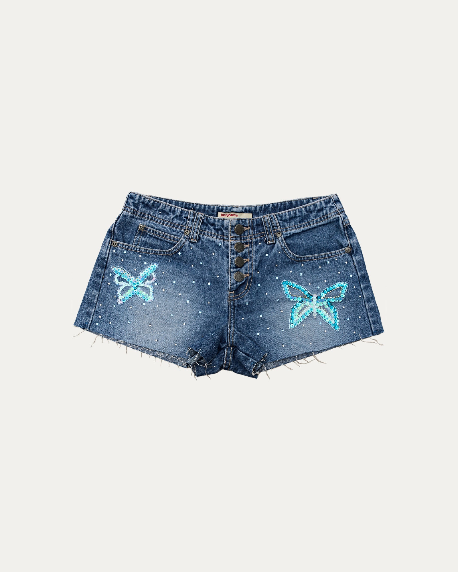 Reworked Denim Sequin Short - Freya (sz 8 AU)
