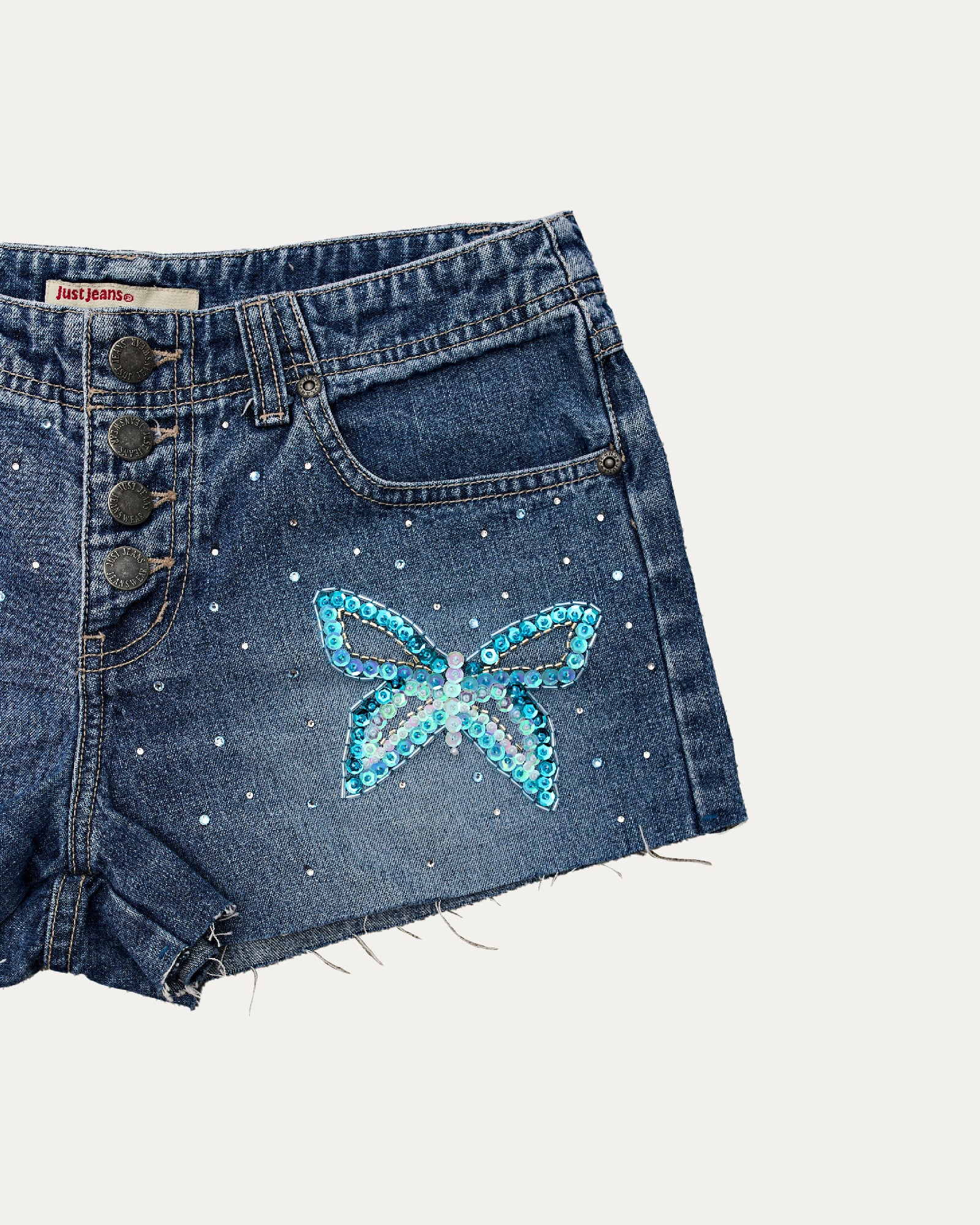 Reworked Denim Sequin Short - Freya (sz 8 AU)