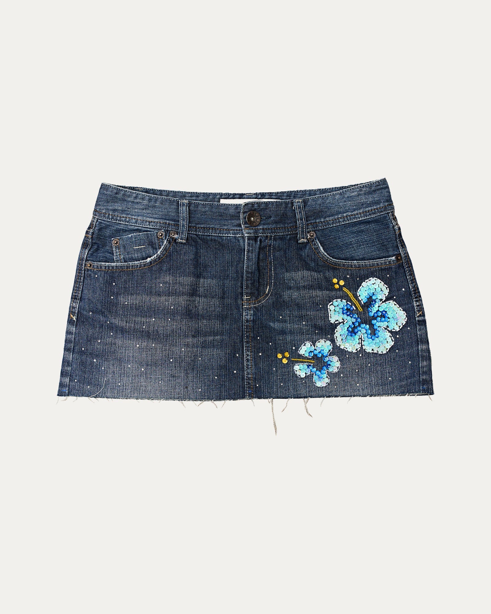 Reworked Denim Sequin Skirt - Ophelia (sz 8AU)