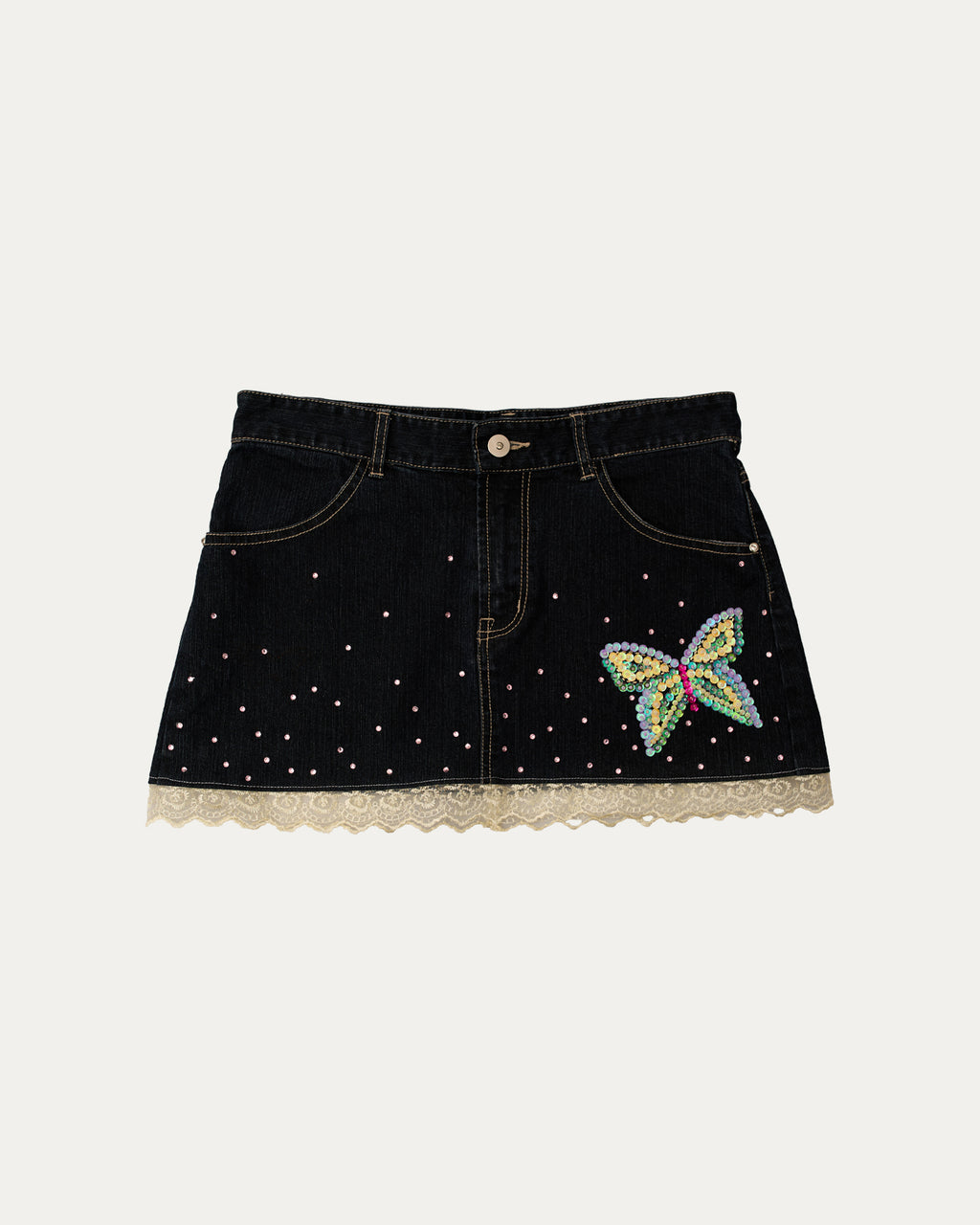 Reworked Denim Sequin Skirt - Isla (sz 8 AU)