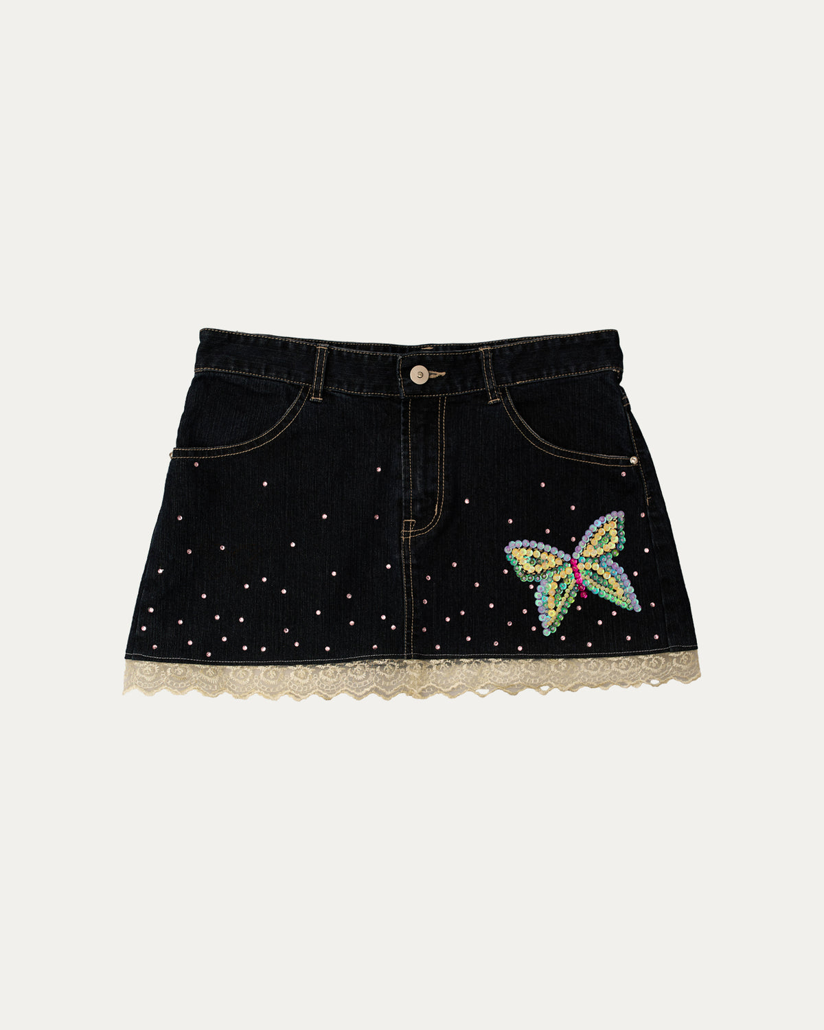 Reworked Denim Sequin Skirt - Isla (sz 8 AU)