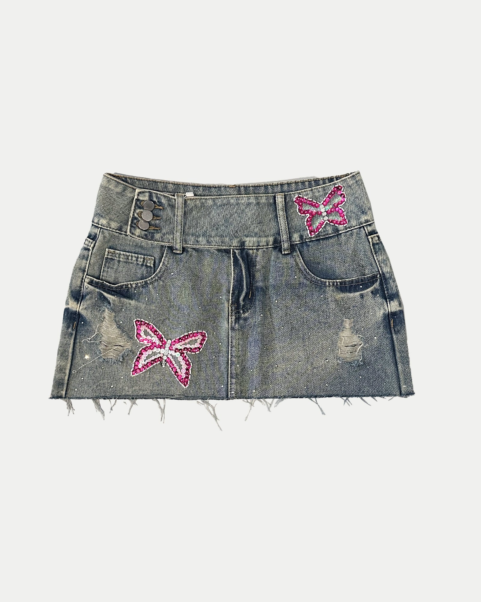 Reworked Denim Sequin Skirt - Flutter (sz 8 AU)