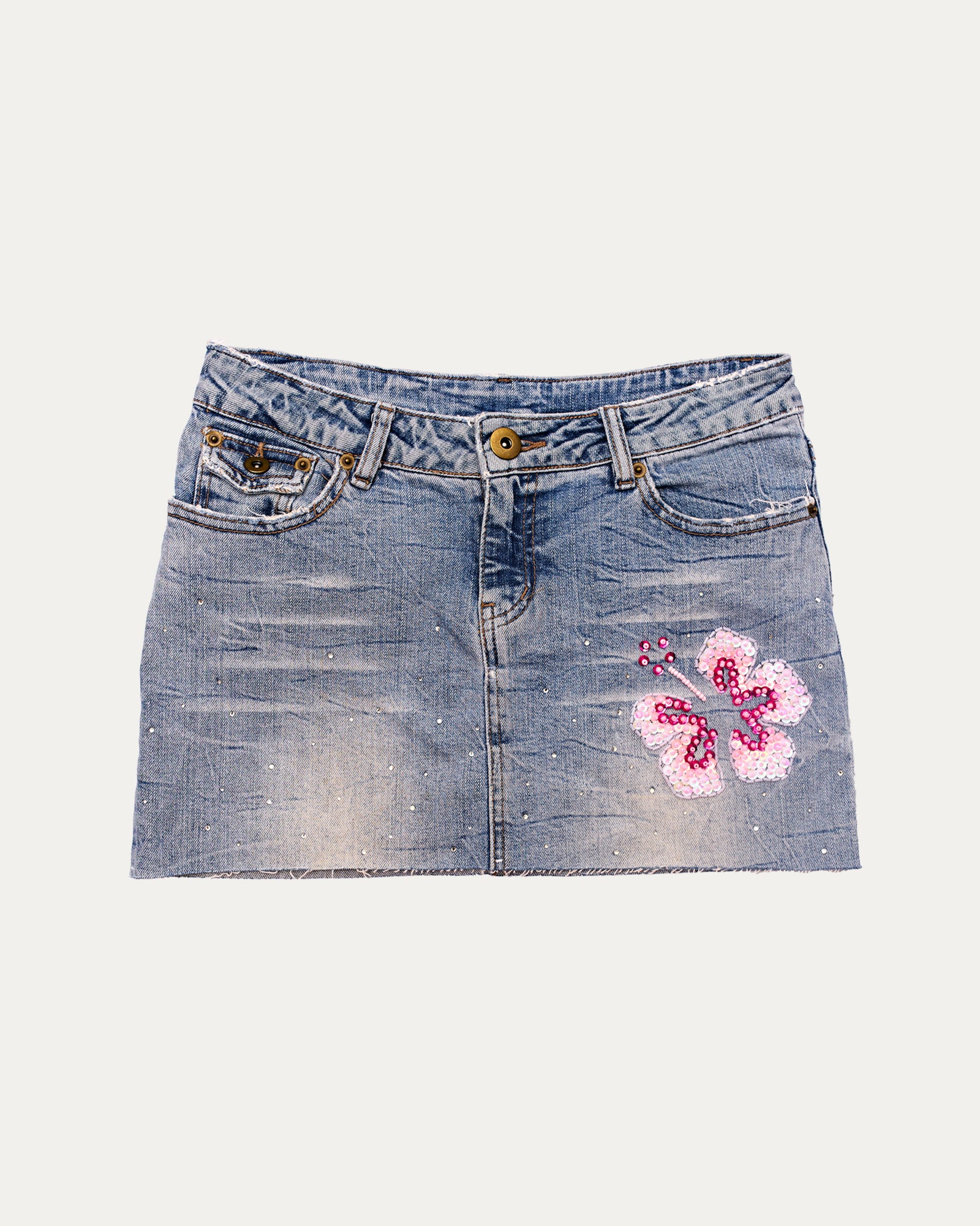 Reworked Denim Sequin Skirt - Layla (sz 6 AU)