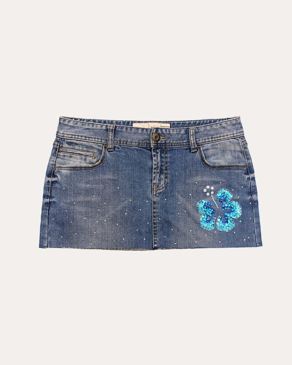 Reworked Denim Sequin Skirt - Bali (sz 12 AU)