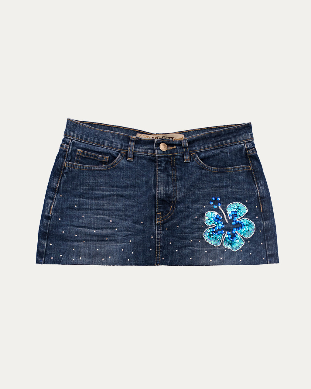 Reworked Denim Sequin Skirt - Billie (sz 6 AU)