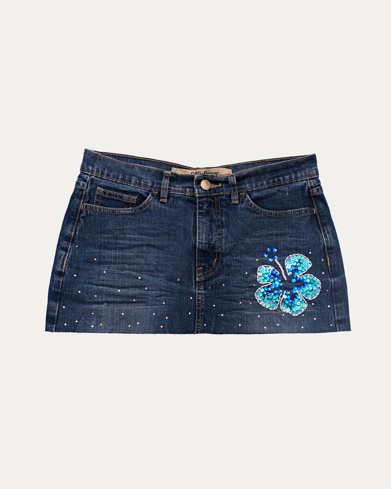 Reworked Denim Sequin Skirt - Billie (sz 6 AU)