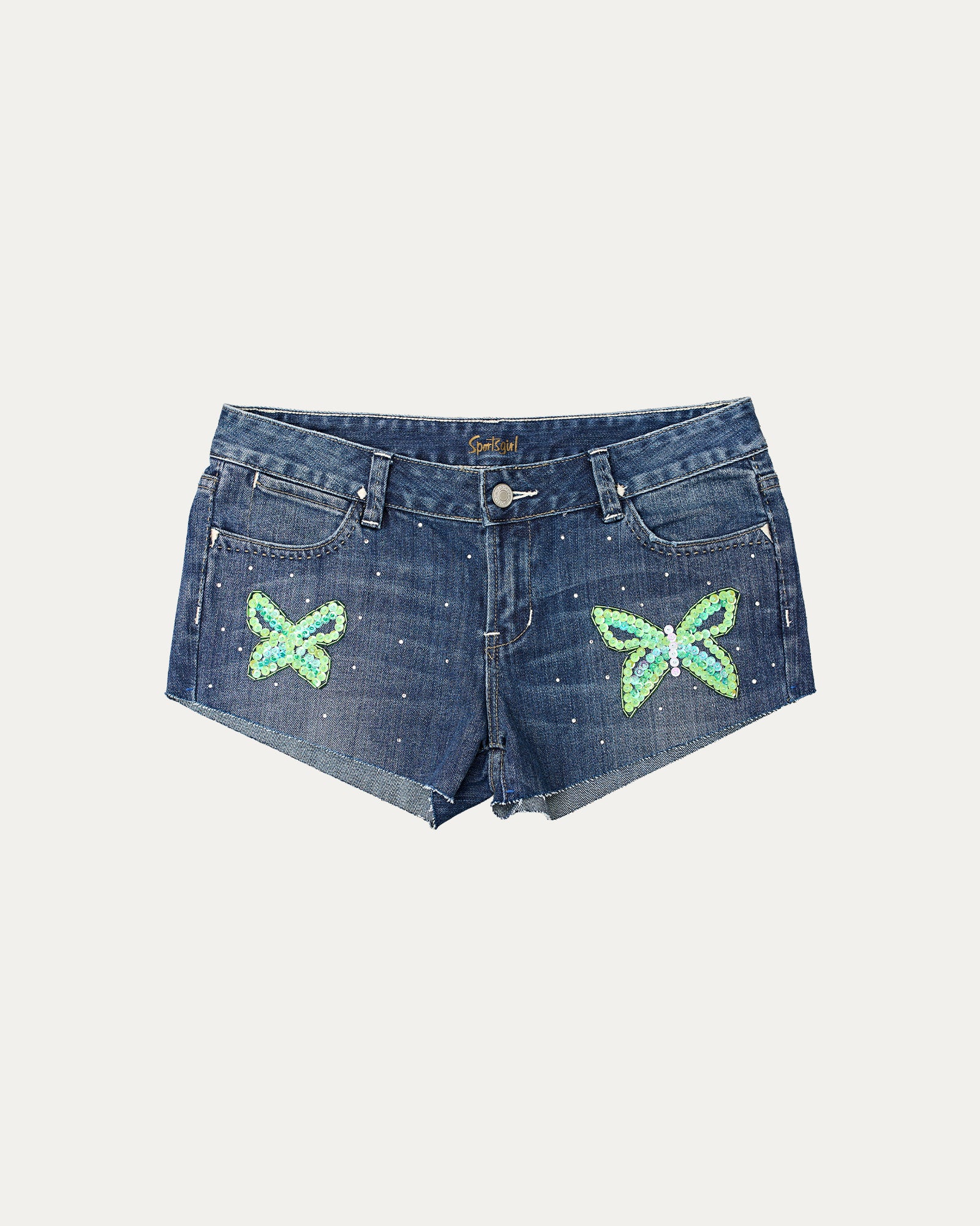 Reworked Denim Sequin Short - Selene (sz 10 AU)