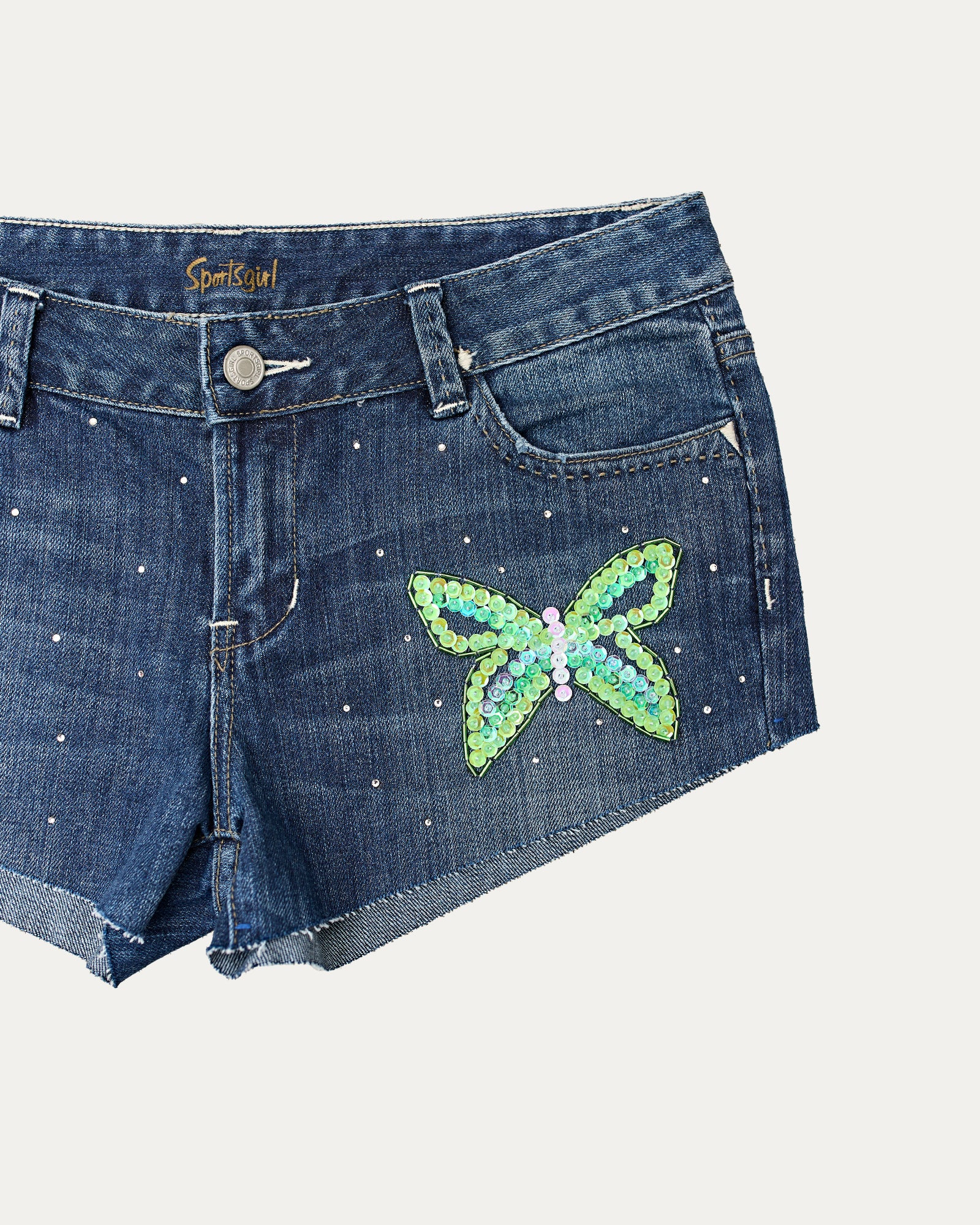 Reworked Denim Sequin Short - Selene (sz 10 AU)