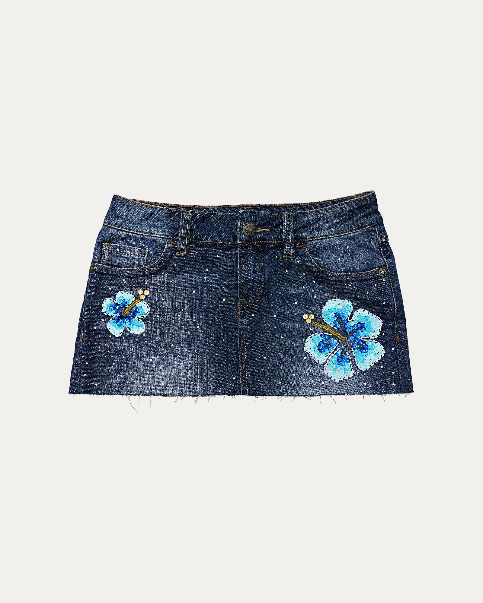 Reworked Denim Sequin Skirt - Mila (sz 8 AU)