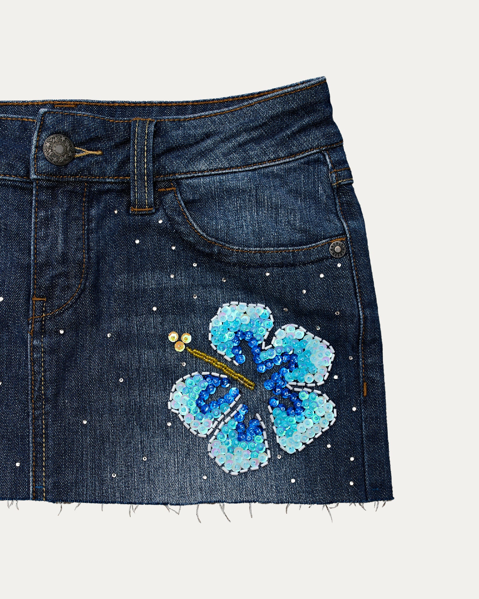 Reworked Denim Sequin Skirt - Mila (sz 8 AU)