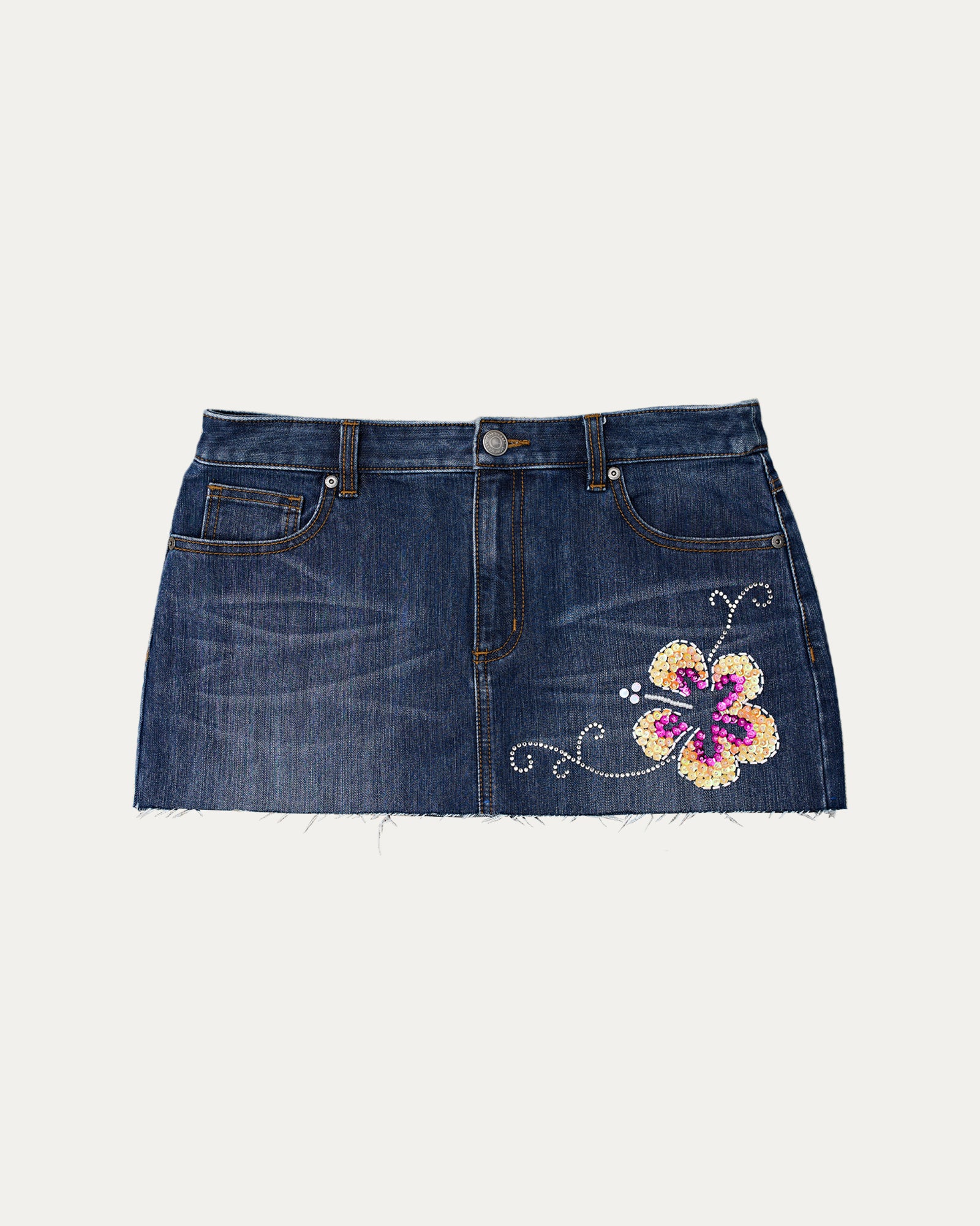 Reworked Denim Sequin Skirt - Azura (sz 10 AU)