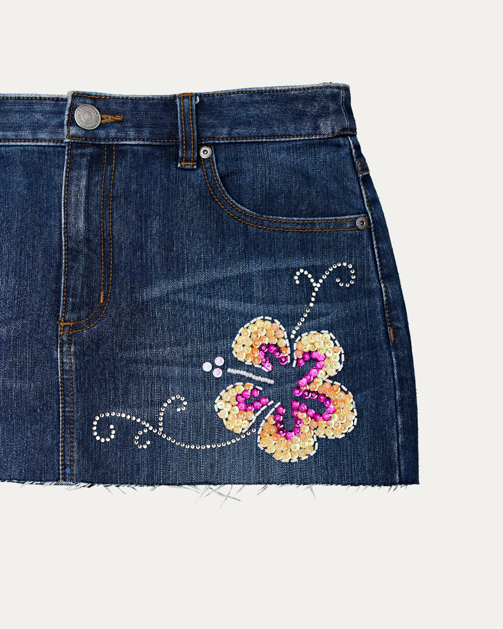 Reworked Denim Sequin Skirt - Azura (sz 10 AU)