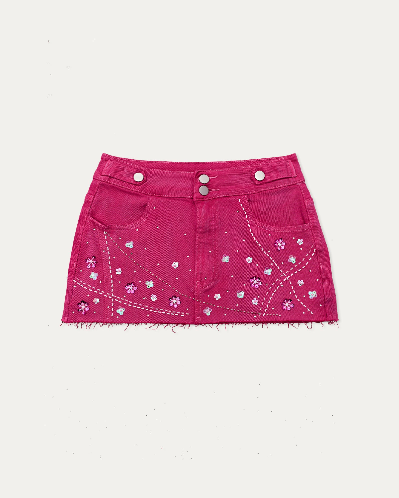 Reworked Denim Sequin Skirt - Nalu (sz 6 AU)