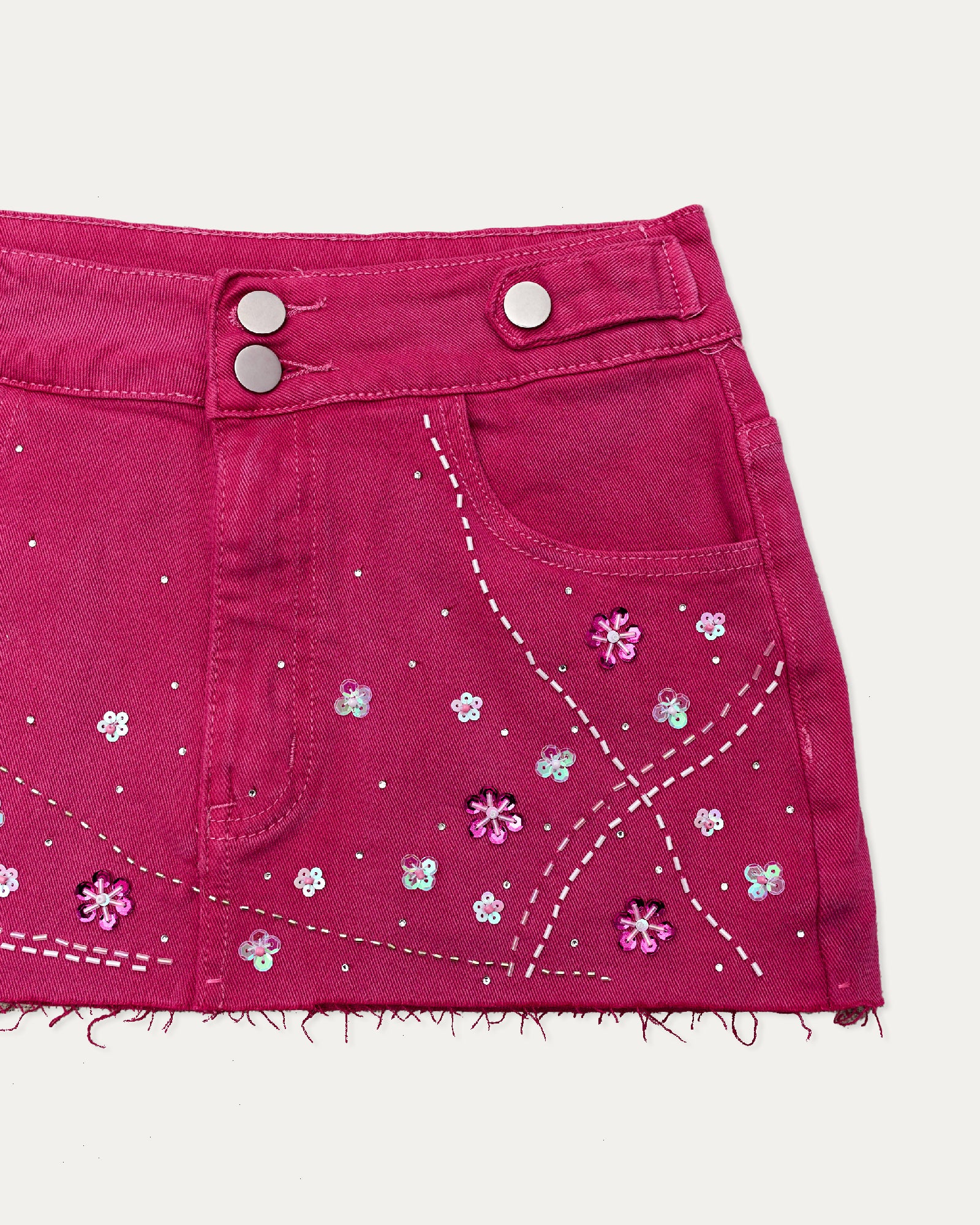 Reworked Denim Sequin Skirt - Flasa (sz 6 AU)