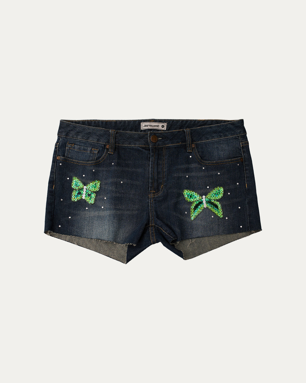 Reworked Denim Sequin Shorts - Calypso (sz 14 AU)