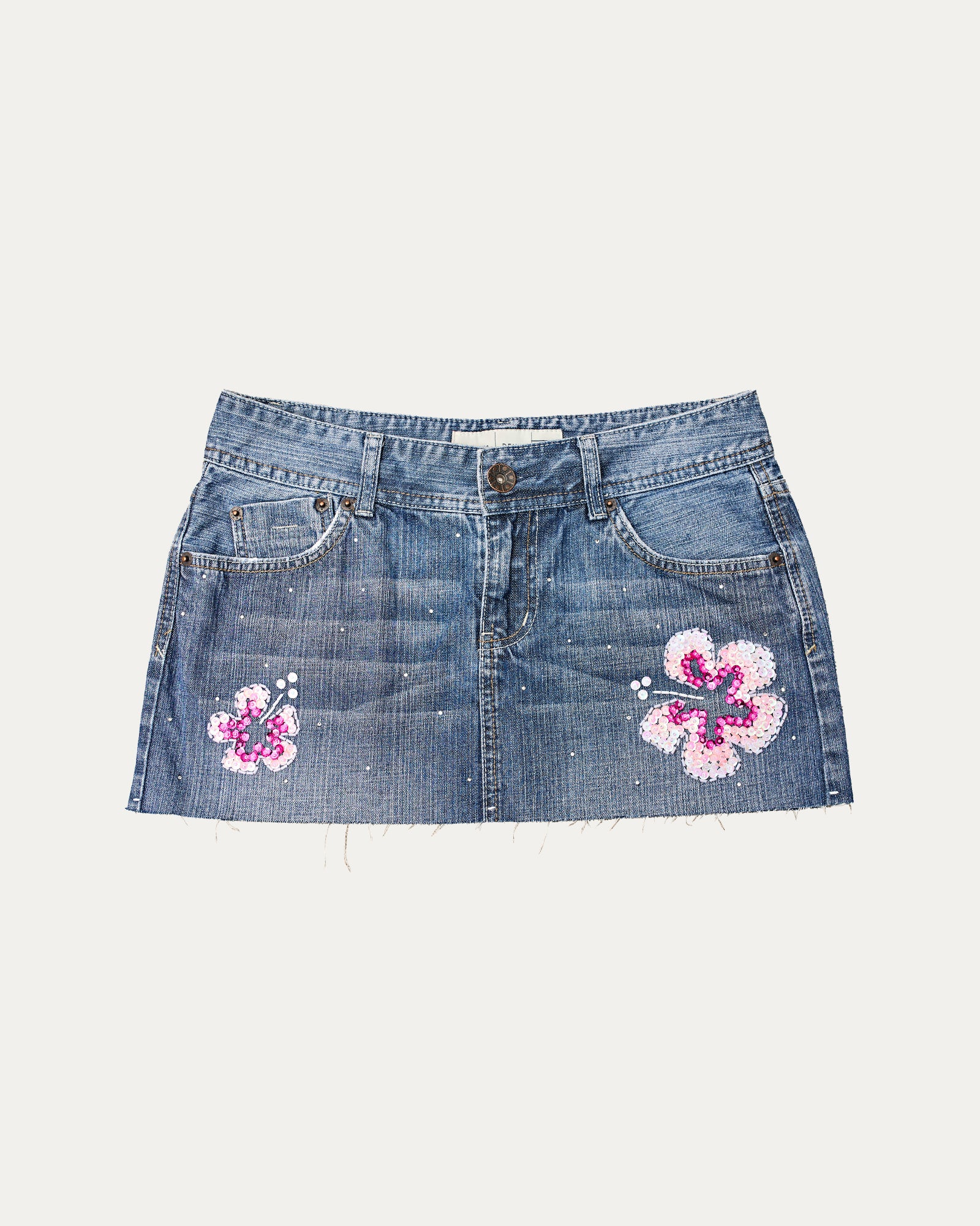 Reworked Denim Sequin Skirt - Juniper (sz 8-10 AU)