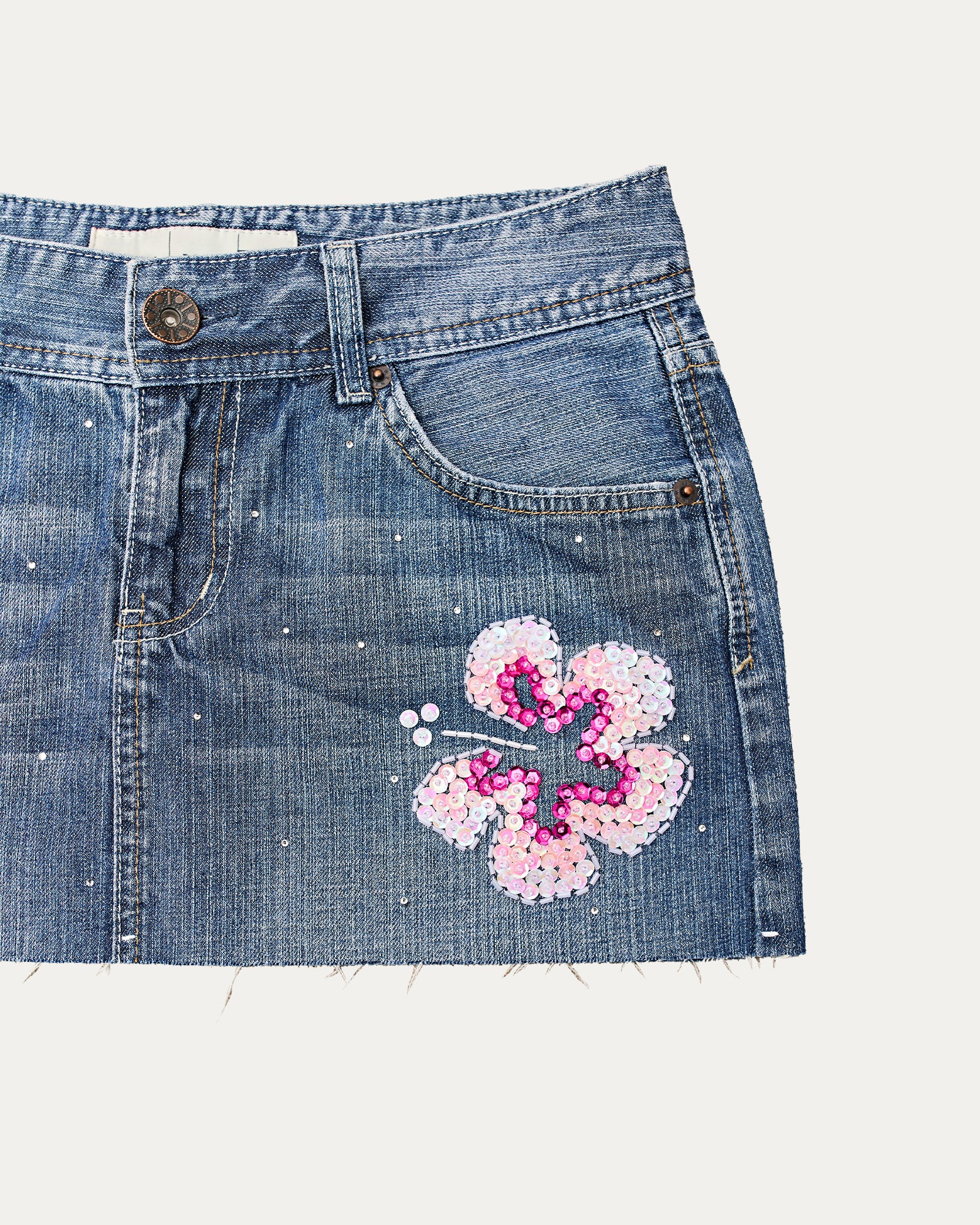 Reworked Denim Sequin Skirt - Juniper (sz 8-10 AU)