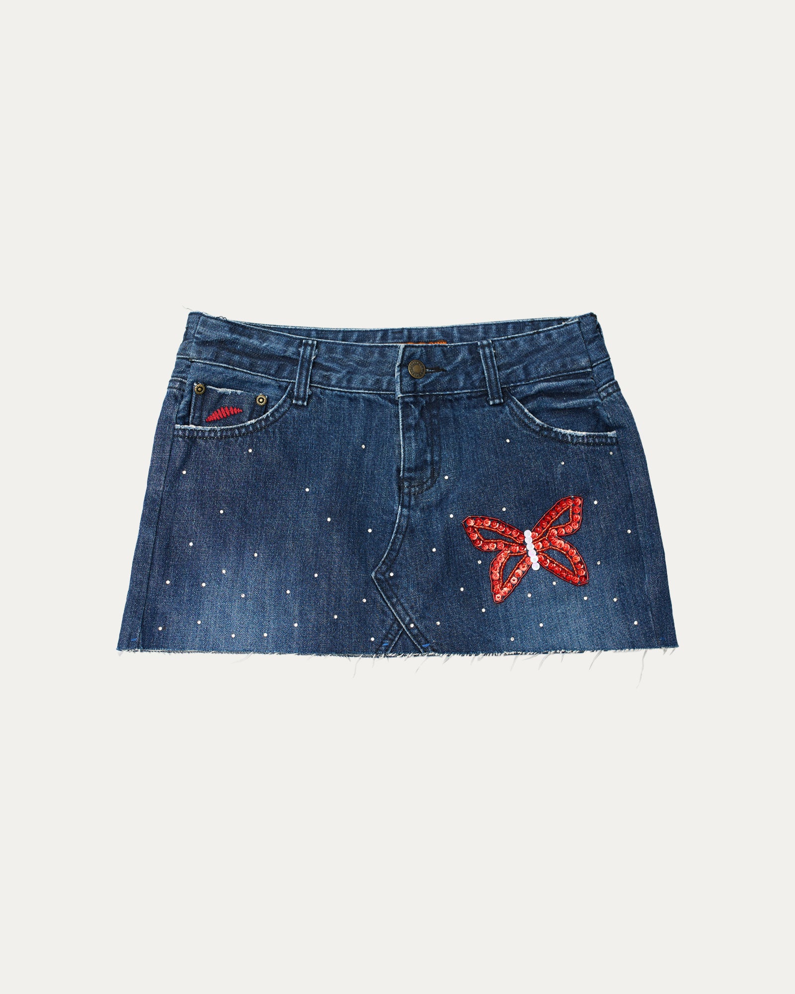 Reworked Denim Sequin Skirt - Blaze (sz 8 AU)