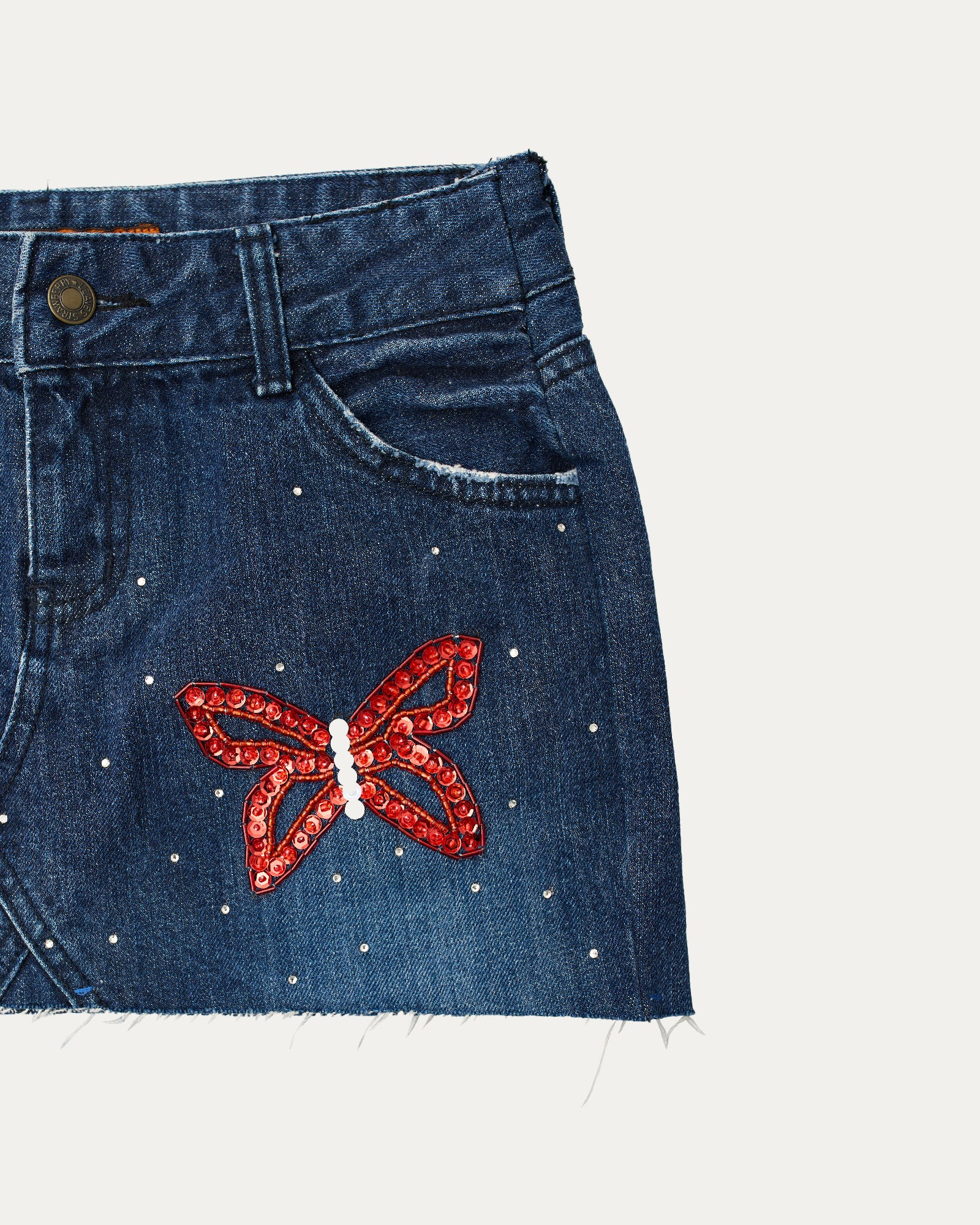 Reworked Denim Sequin Skirt - Blaze (sz 8 AU)