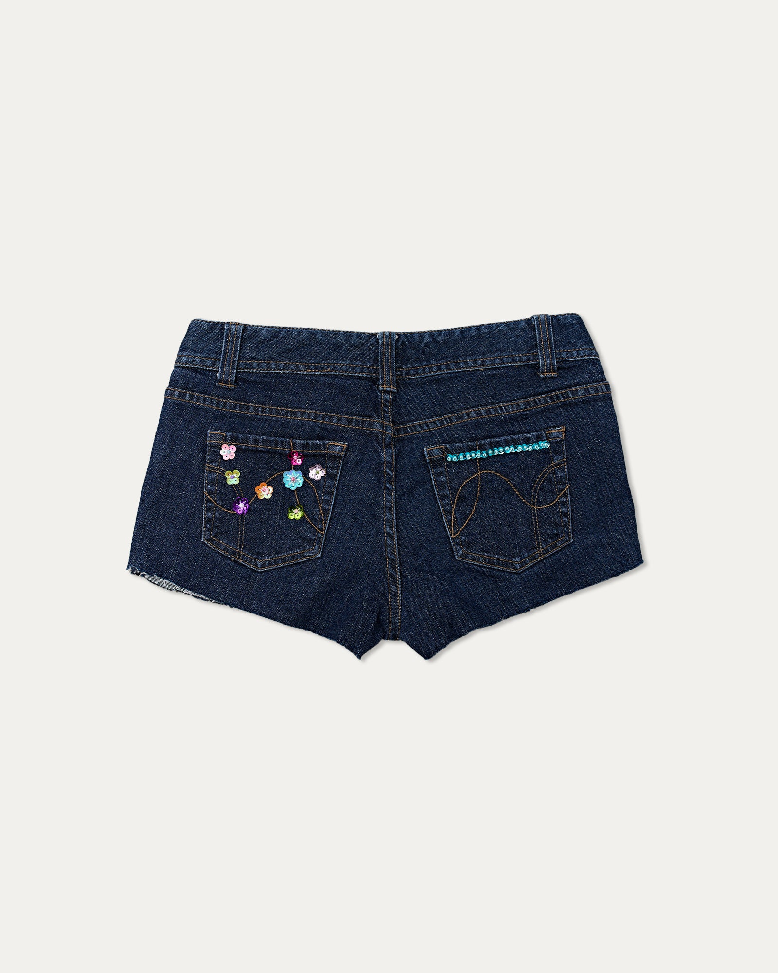 Reworked Denim Sequin Shorts - Ella (sz 8 AU)