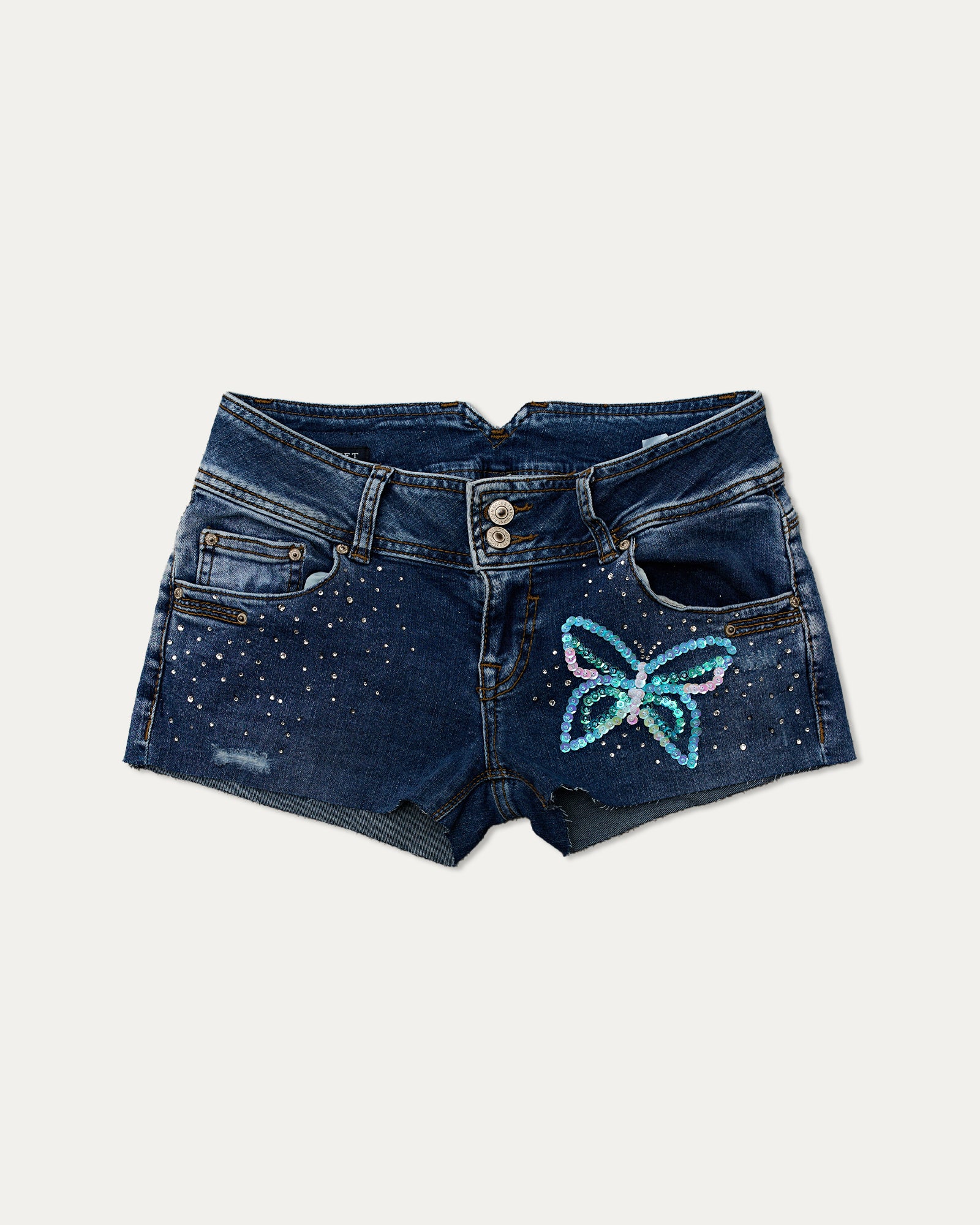 Reworked Denim Sequin Shorts - Lara (sz 8 AU)