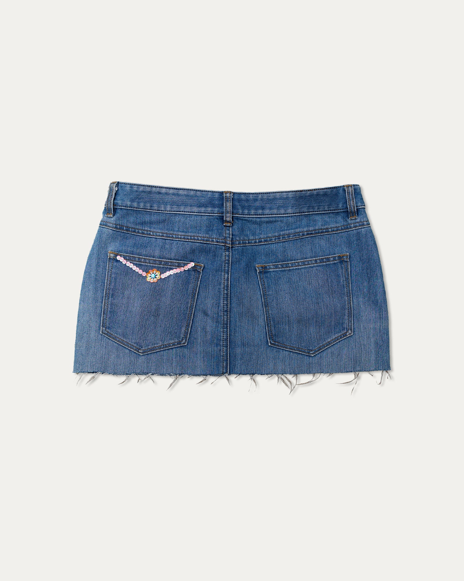 Reworked Denim Sequin Skirt - Lucy (sz 8 AU)