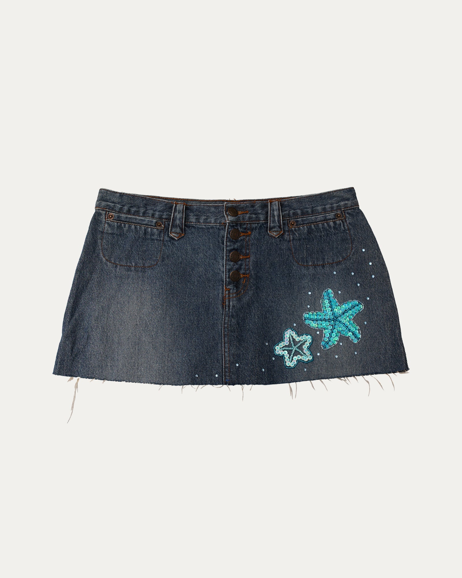 Reworked Denim Sequin Skirt - Kairos (sz 12 AU)