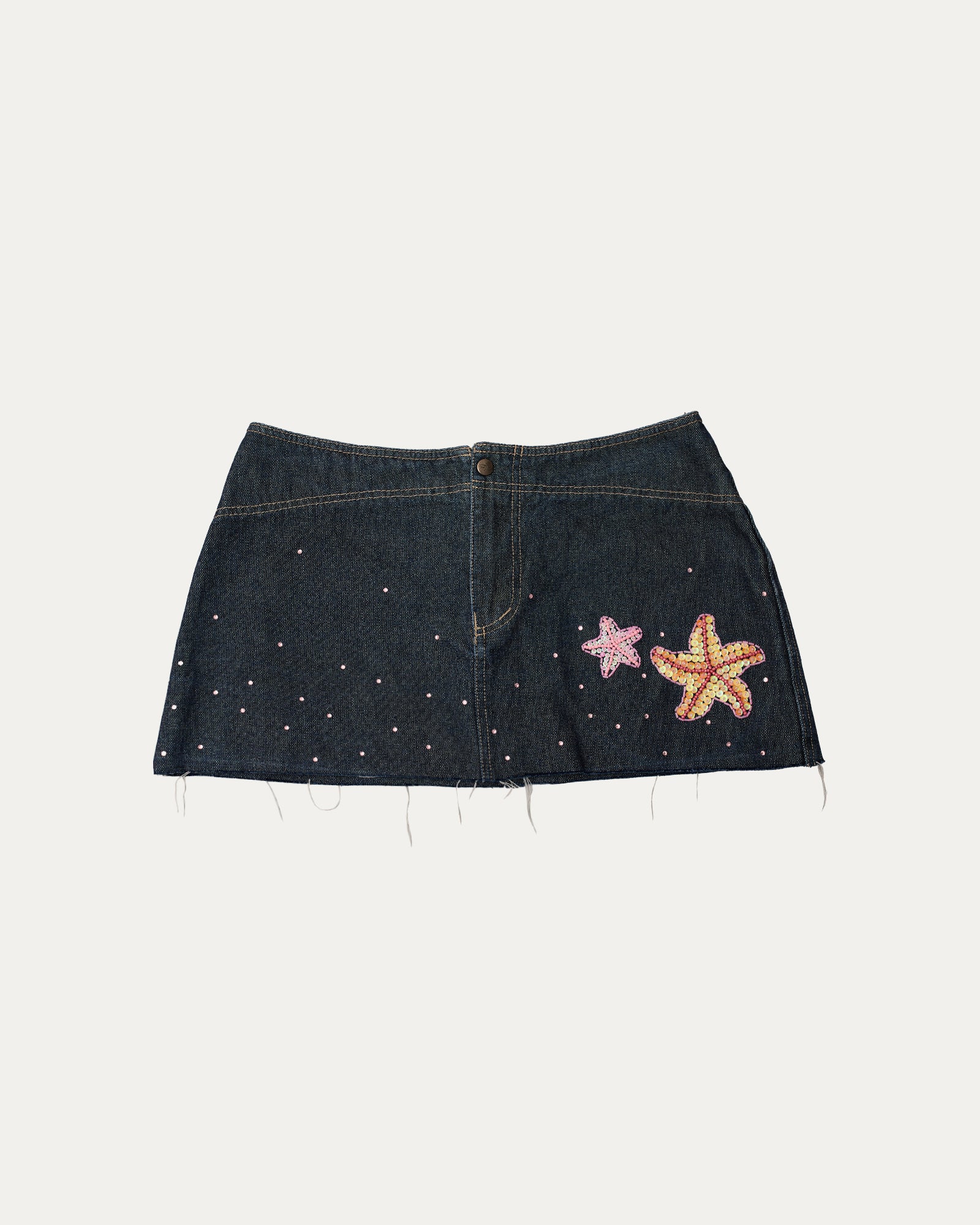 Reworked Denim Sequin Skirt - Laguna (sz 12 AU)