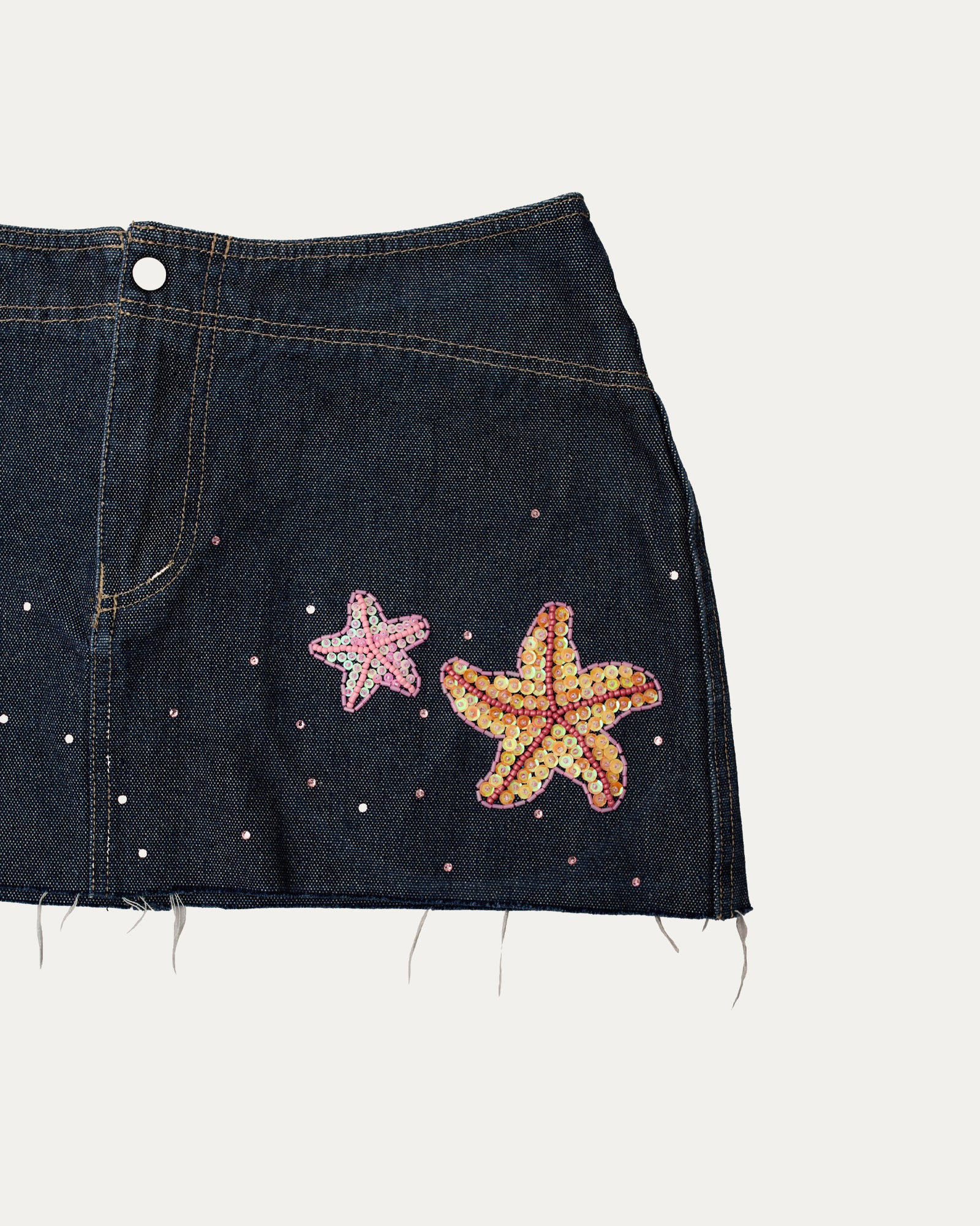 Reworked Denim Sequin Skirt - Laguna (sz 12 AU)