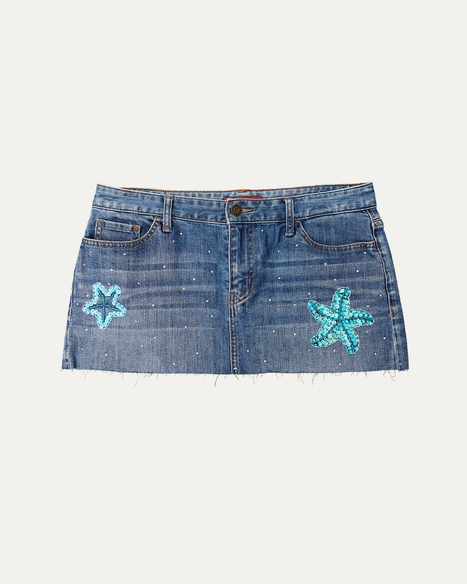 Reworked Denim Sequin Skirt - Maelis (sz 10 AU)