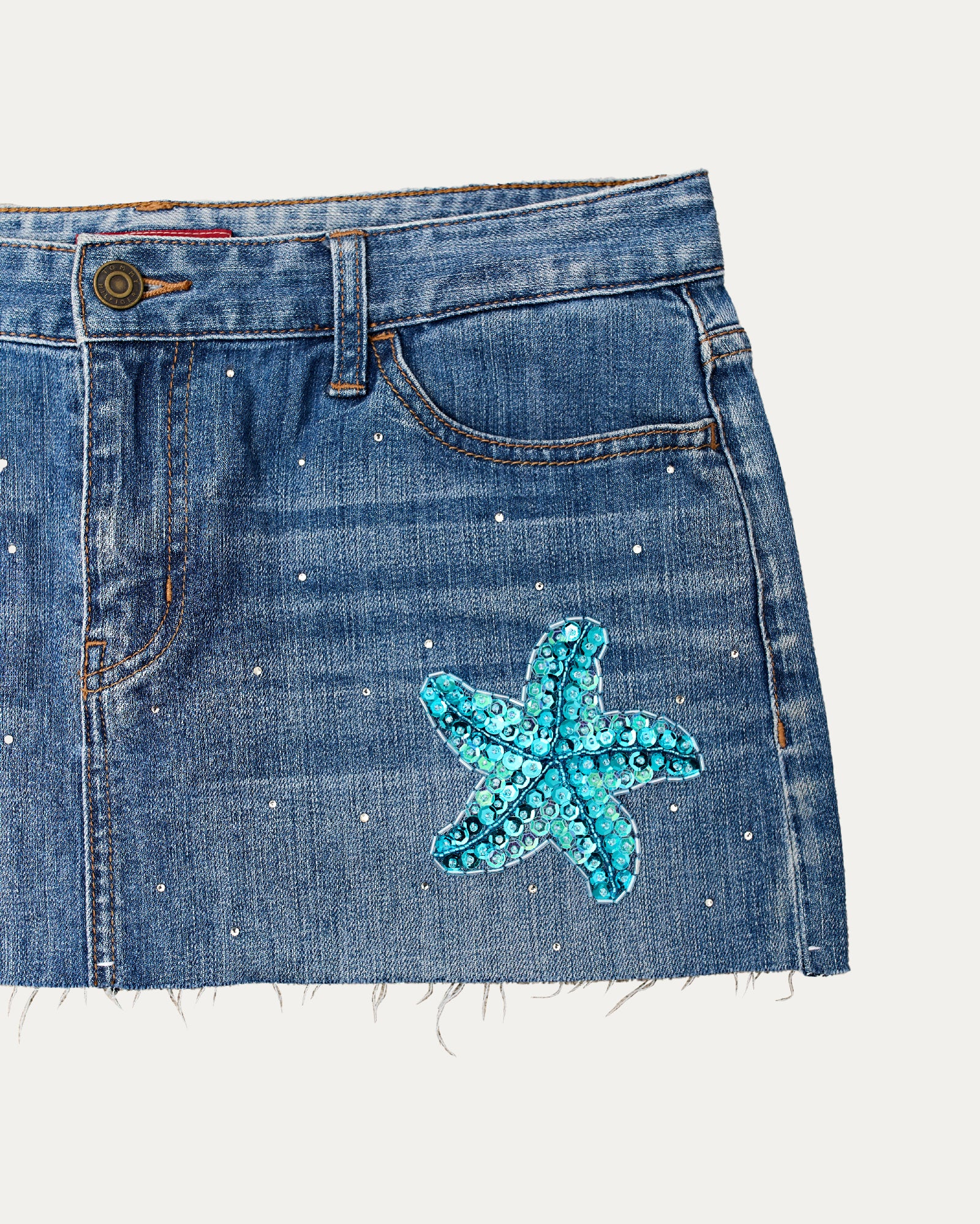 Reworked Denim Sequin Skirt - Maelis (sz 10 AU)