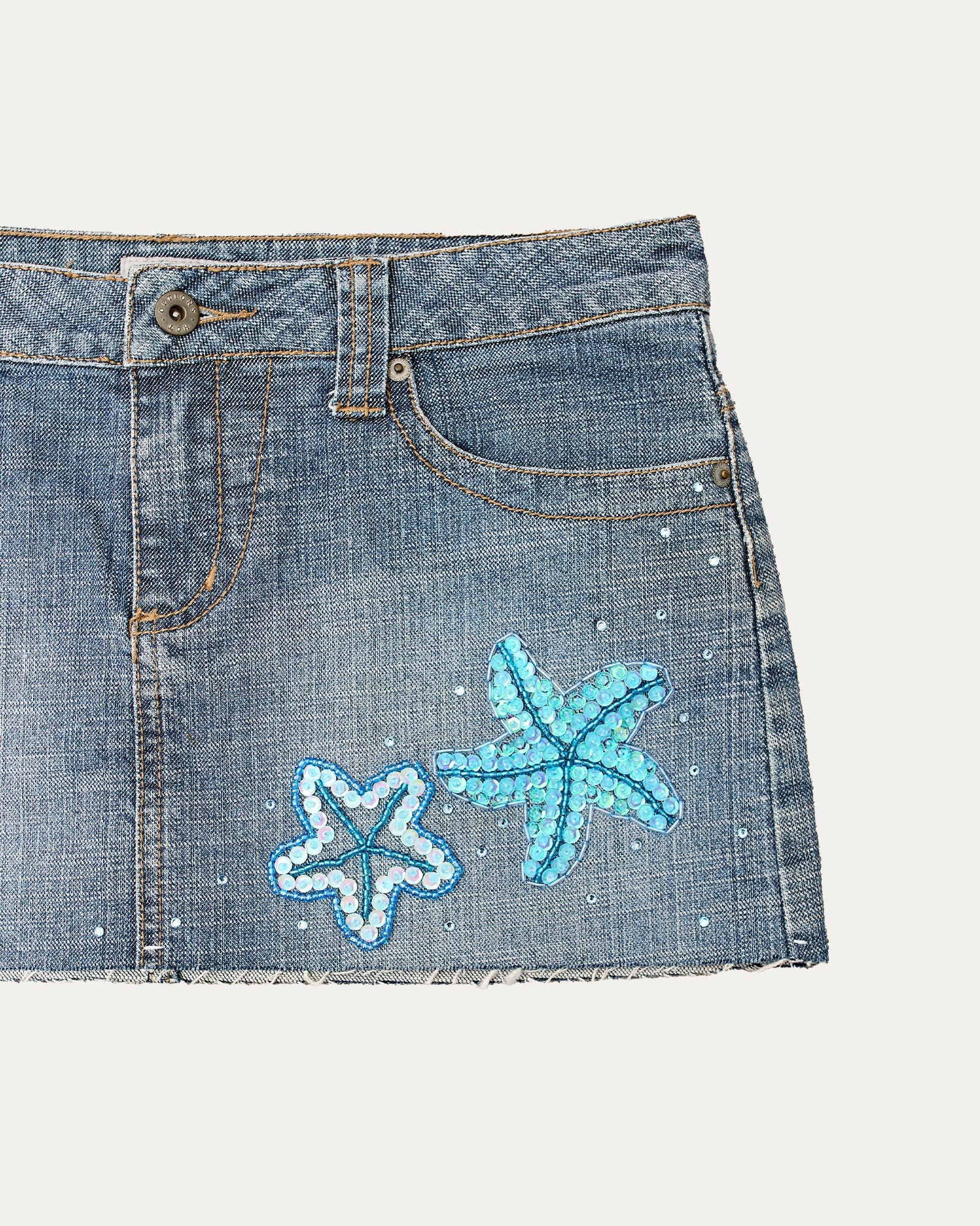Reworked Denim Sequin Skirt - Lavinia (sz 10 AU)