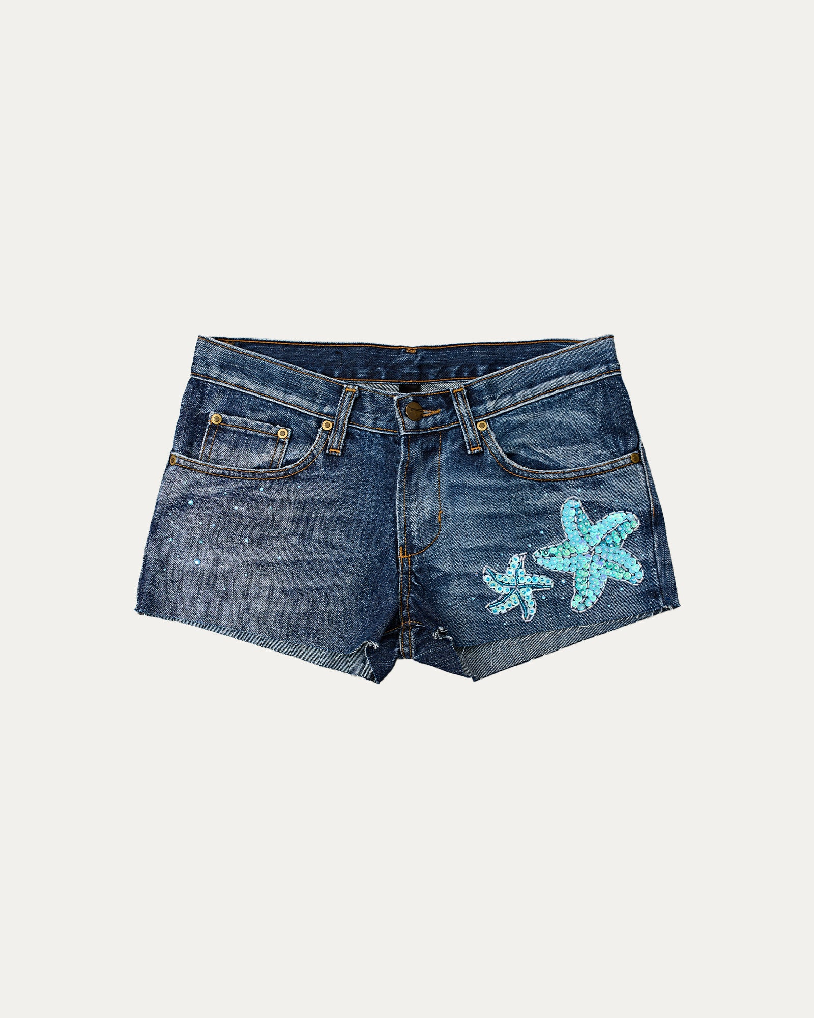 Reworked Denim Sequin Short - Ramona (sz 7 AU)
