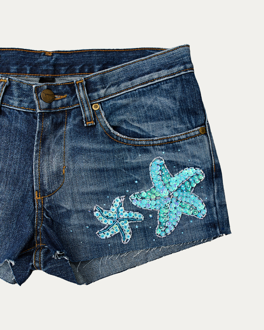 Reworked Denim Sequin Short - Ramona (sz 7 AU)
