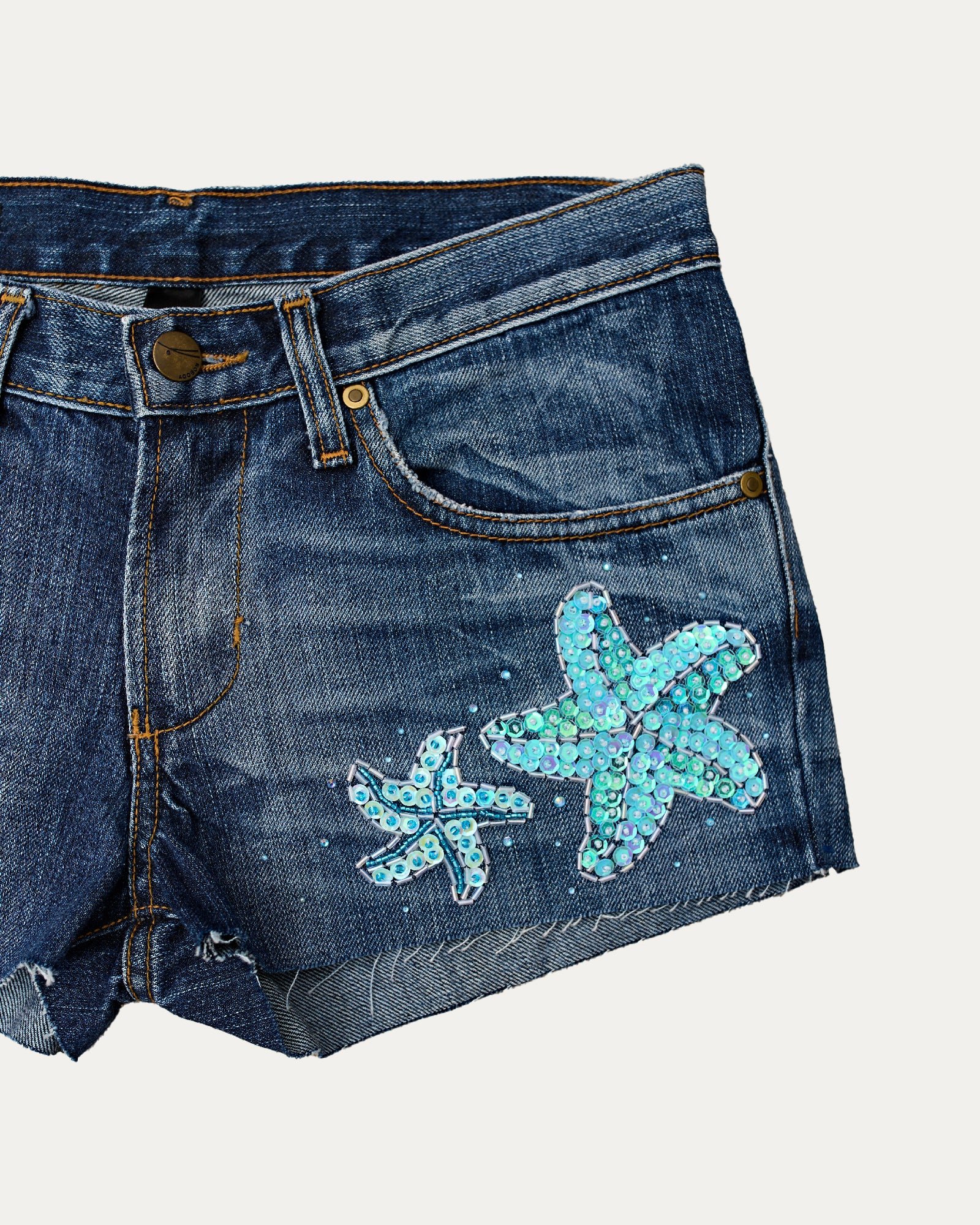 Reworked Denim Sequin Short - Ramona (sz 7 AU)