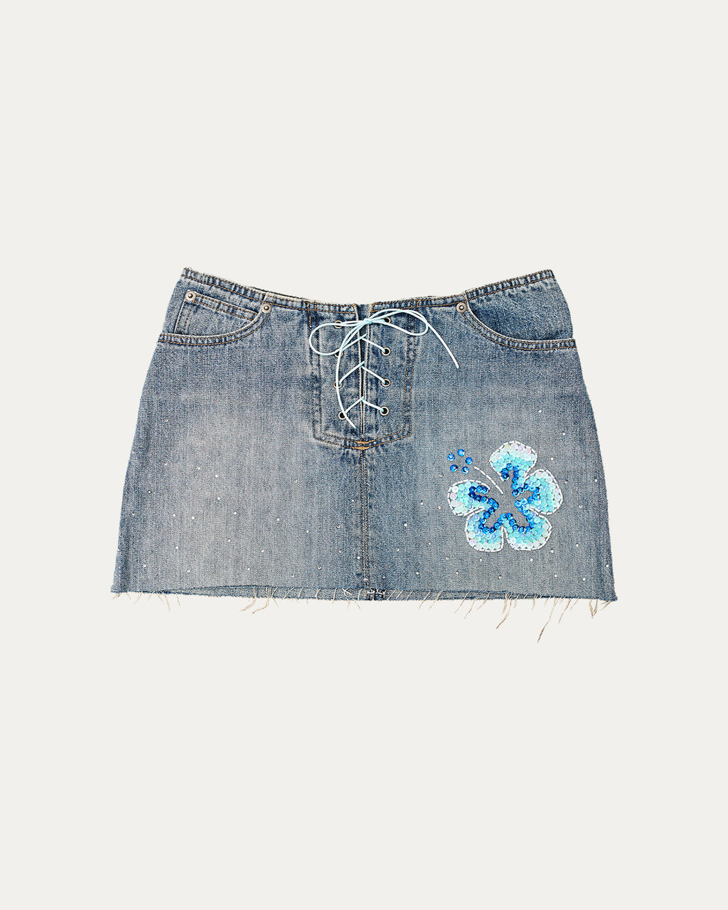 Reworked Denim Sequin Skirt - Odessa (sz 6)