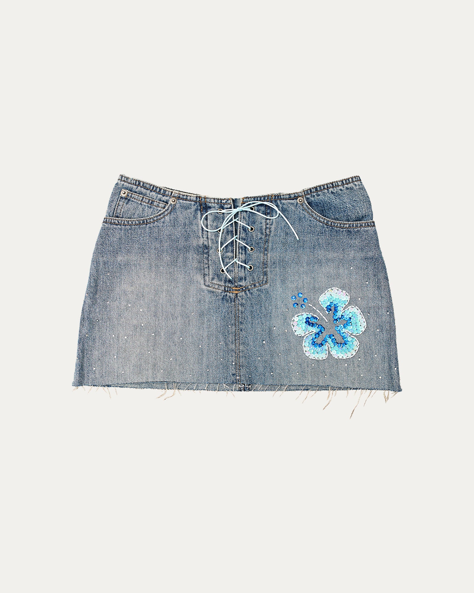 Reworked Denim Sequin Skirt - Odessa (sz 6)